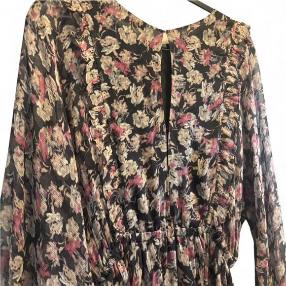 LoveShackFancy Noelle Silk Mini Dress Black Floral Size Medium - Picture 5 of 8